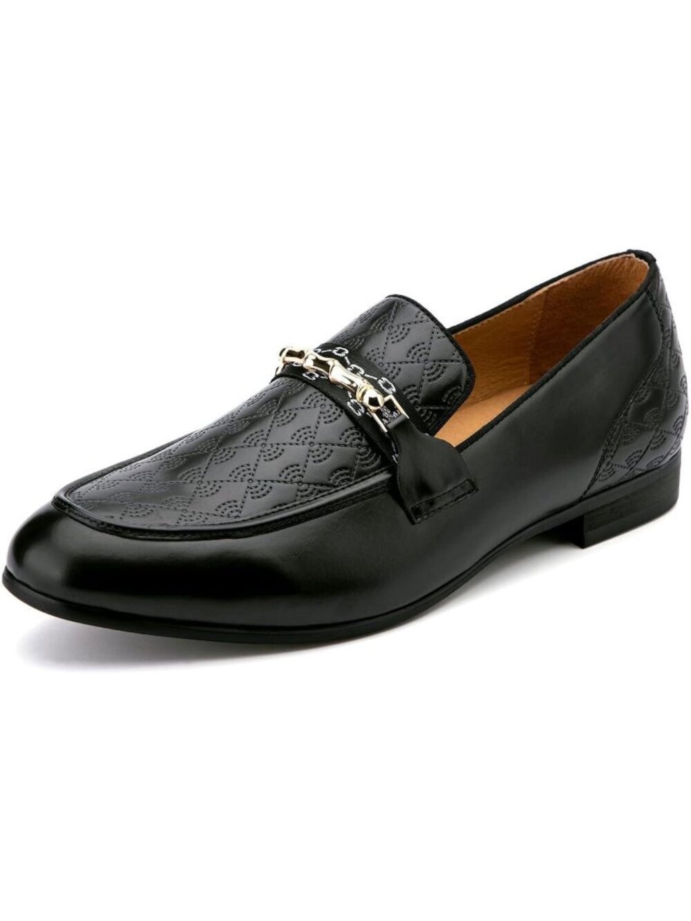 Meijiana Men's Black07 Microfiber Loafers Buckle PU Leather Weeding Dress Shoes